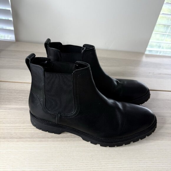 Men's Chelsea Ankle Boots Classic Dress Casual Elastic Slip On Shoes Black 11.5 - Picture 6 of 13